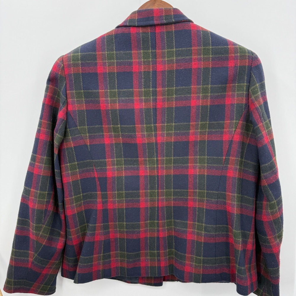 Vintage Plaid Wool Blazer Indie Academia Heritage Prep Petite M Tailored Jacket - Picture 2 of 10